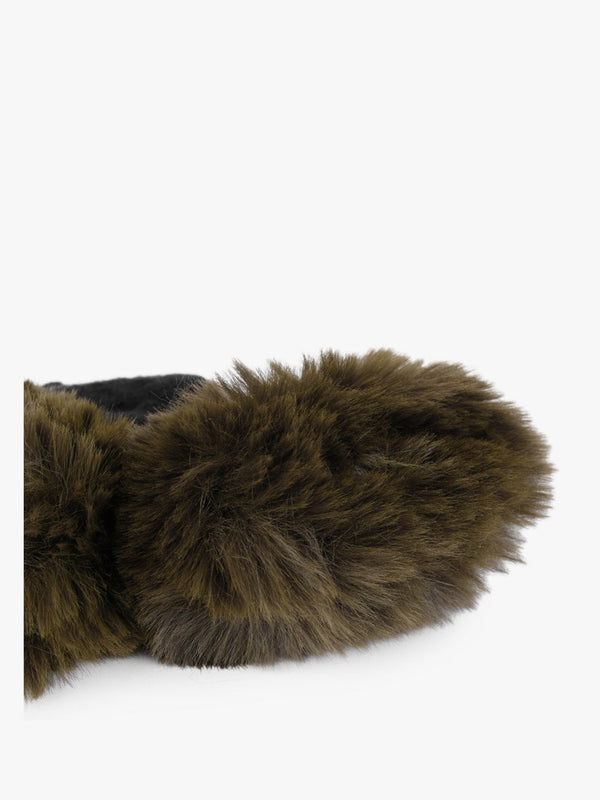 Khaki & Black Faux Fur Fingerless Gloves