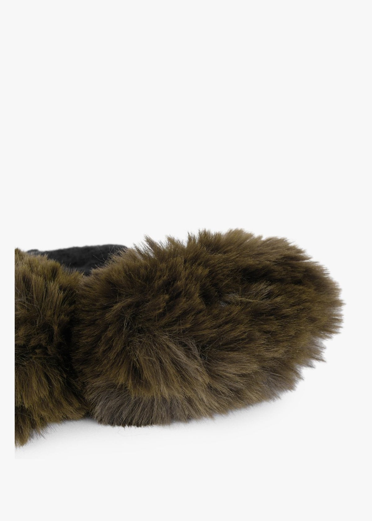 Khaki & Black Faux Fur Fingerless Gloves