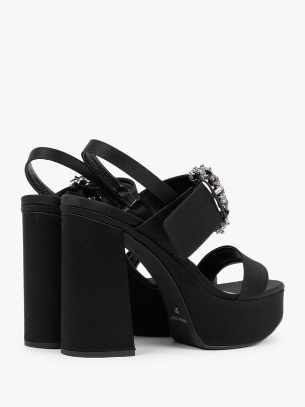 Tock Black Embellished Platform Heeled Sandals