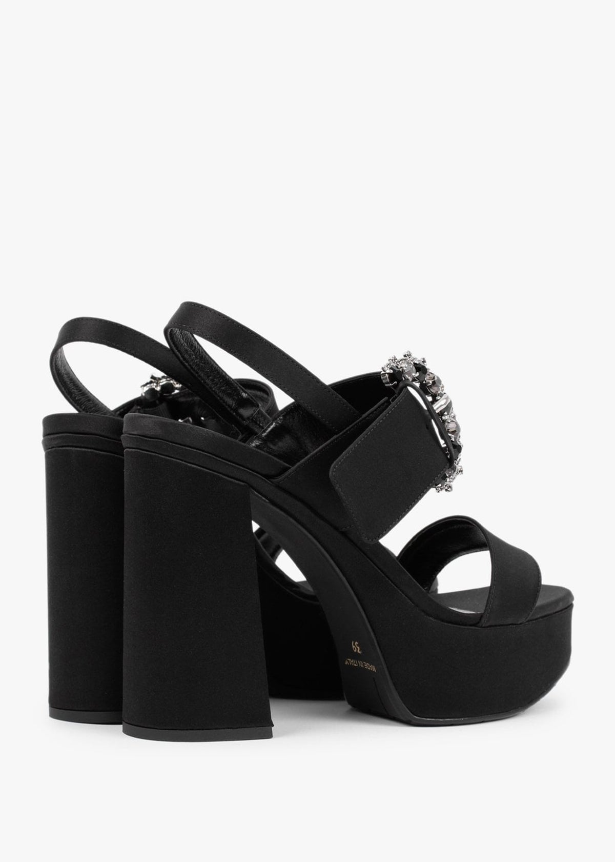 Tock Black Embellished Platform Heeled Sandals