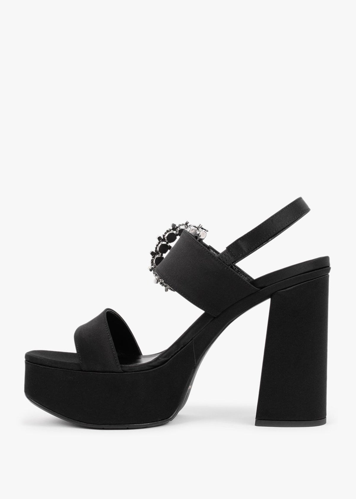 Tock Black Embellished Platform Heeled Sandals