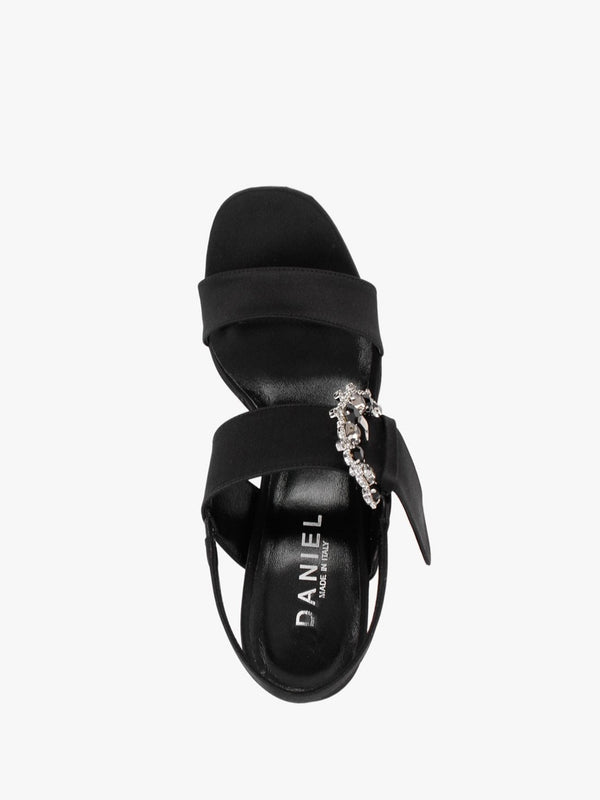 Tock Black Embellished Platform Heeled Sandals