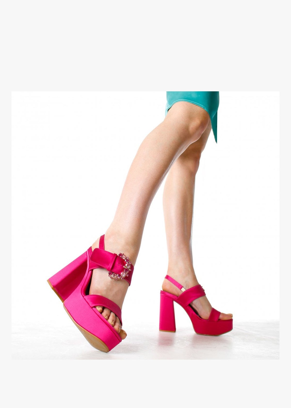 Tock Fuchsia Embellished Platform Heeled Sandals
