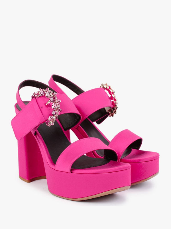 Tock Fuchsia Embellished Platform Heeled Sandals