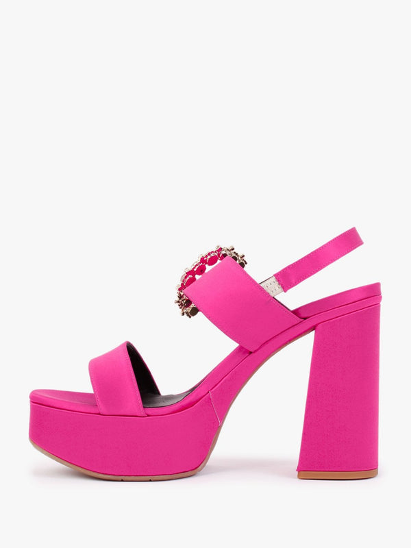 Tock Fuchsia Embellished Platform Heeled Sandals