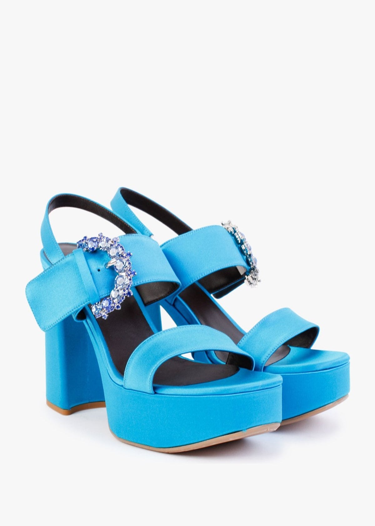 Tock Blue Embellished Platform Heeled Sandals