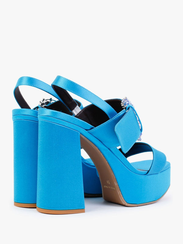 Tock Blue Embellished Platform Heeled Sandals
