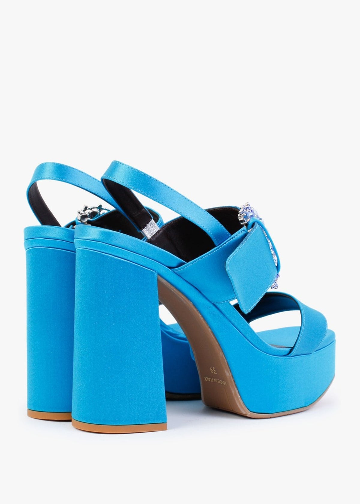 Tock Blue Embellished Platform Heeled Sandals