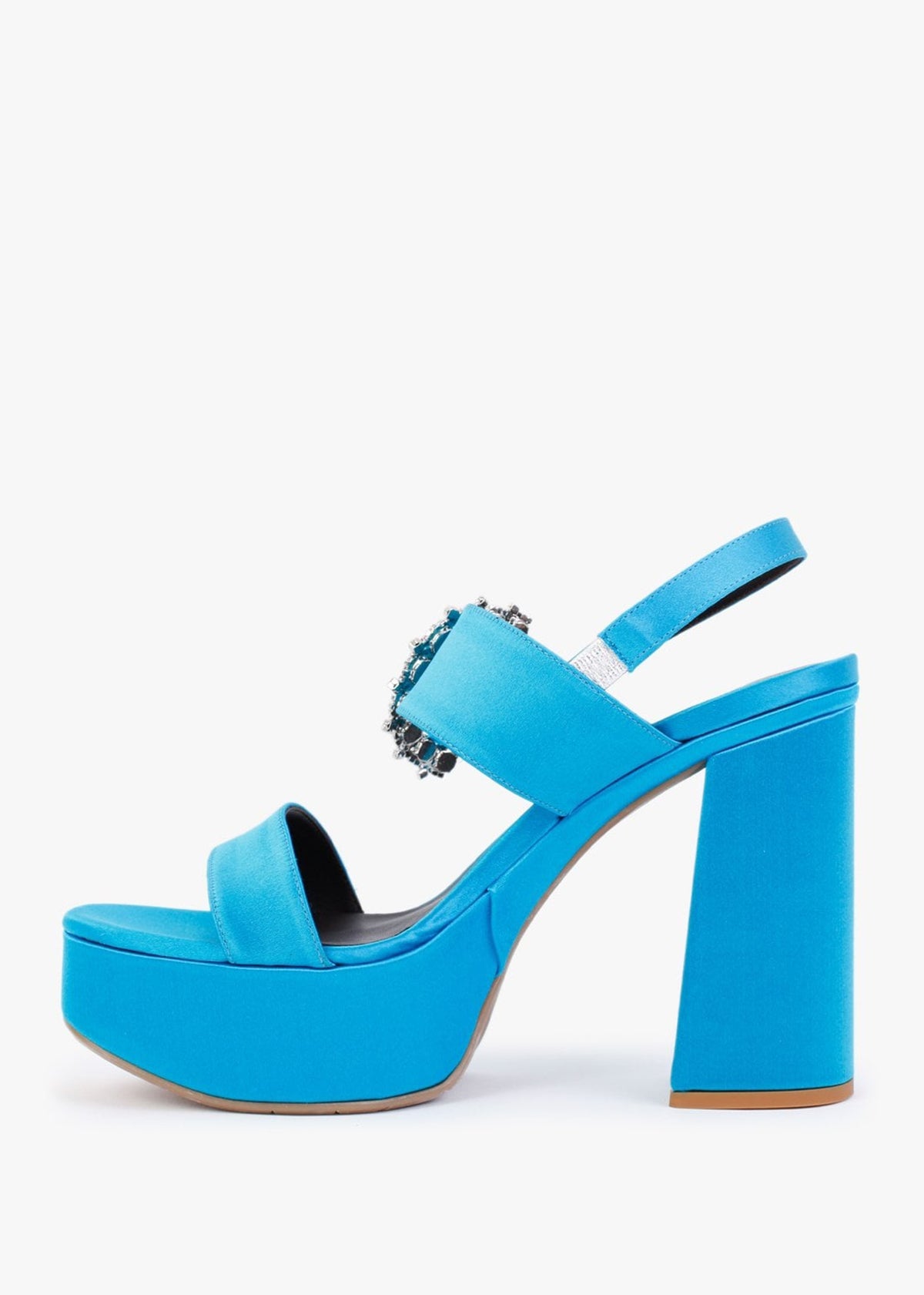 Tock Blue Embellished Platform Heeled Sandals