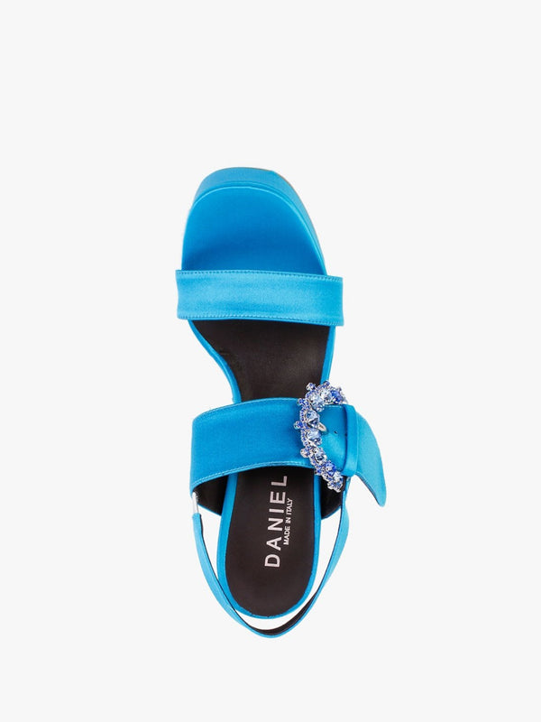 Tock Blue Embellished Platform Heeled Sandals
