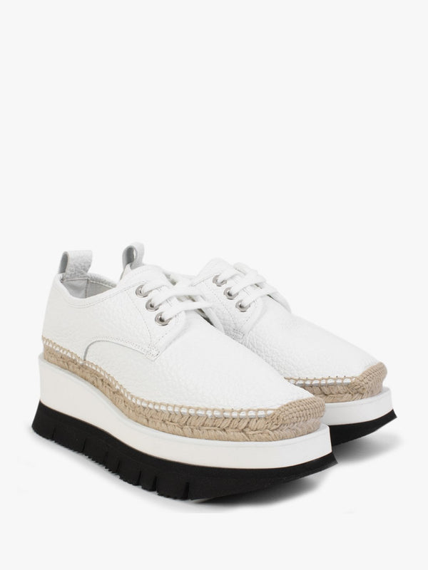 Foxglove White Leather Chunky Flatform Shoes