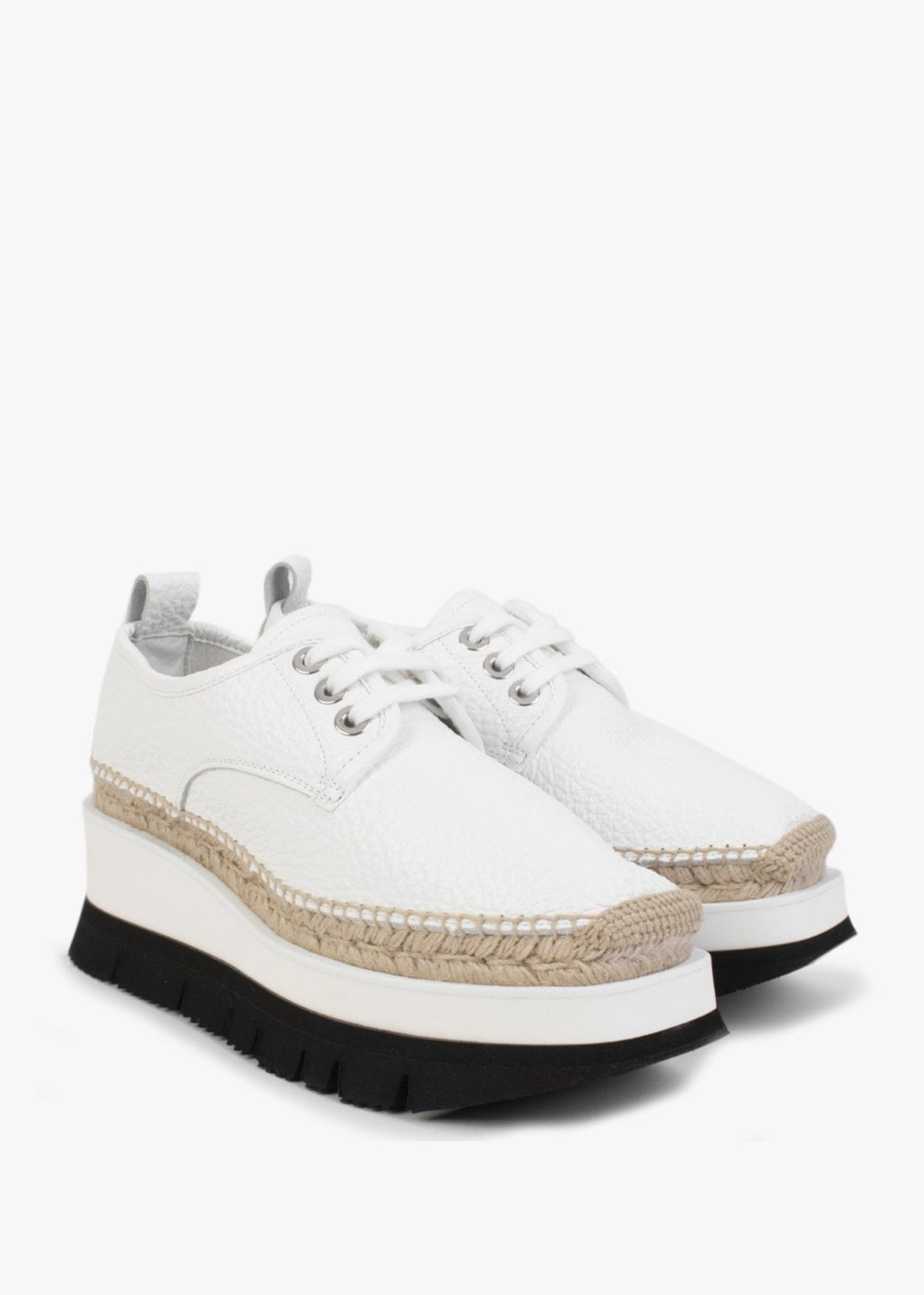 Foxglove White Leather Chunky Flatform Shoes