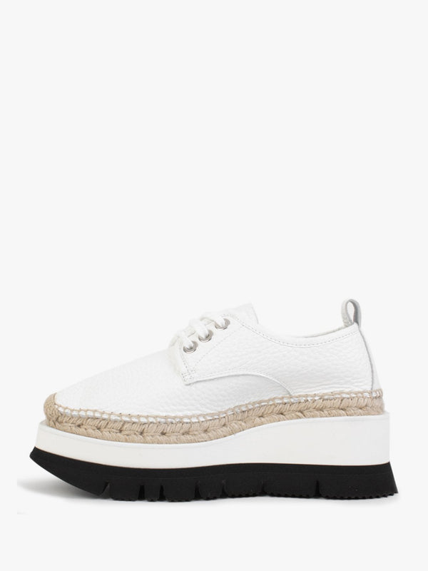Foxglove White Leather Chunky Flatform Shoes