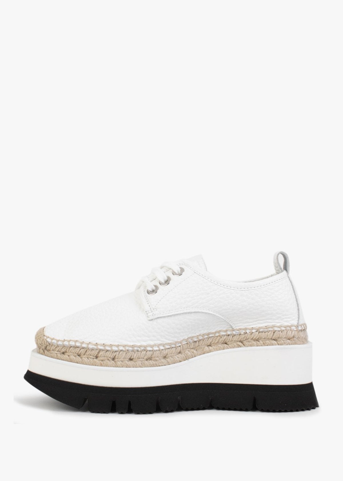 Foxglove White Leather Chunky Flatform Shoes