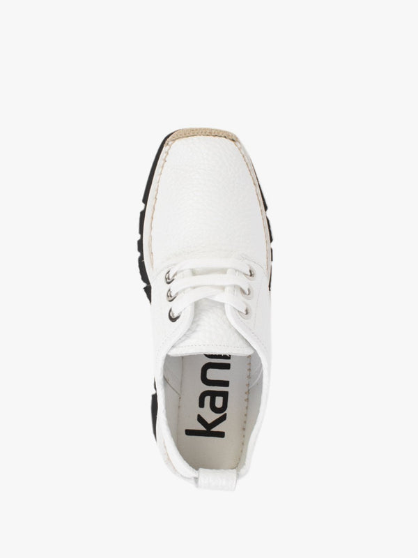 Foxglove White Leather Chunky Flatform Shoes