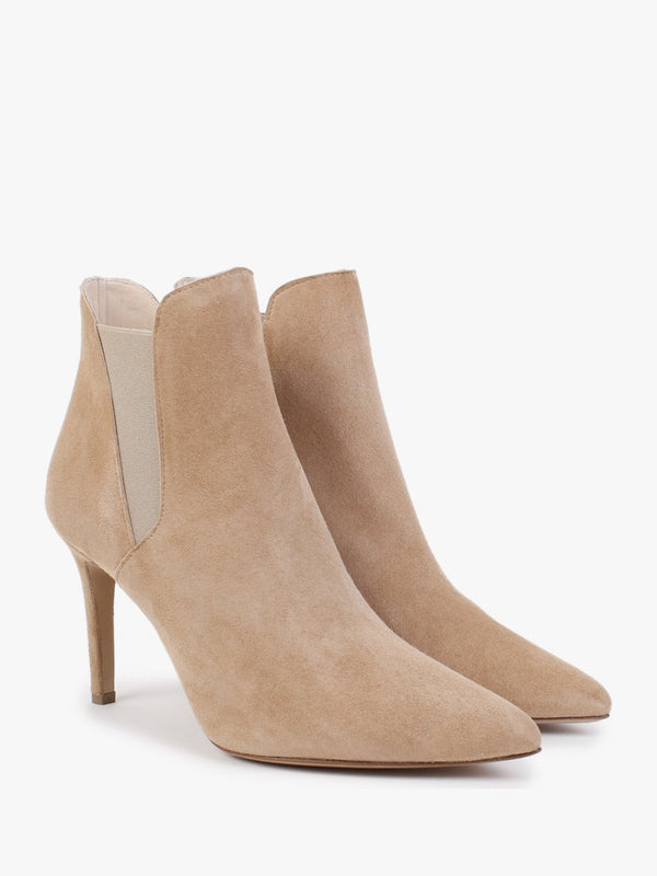 Adril Light Beige Suede Ankle Boots