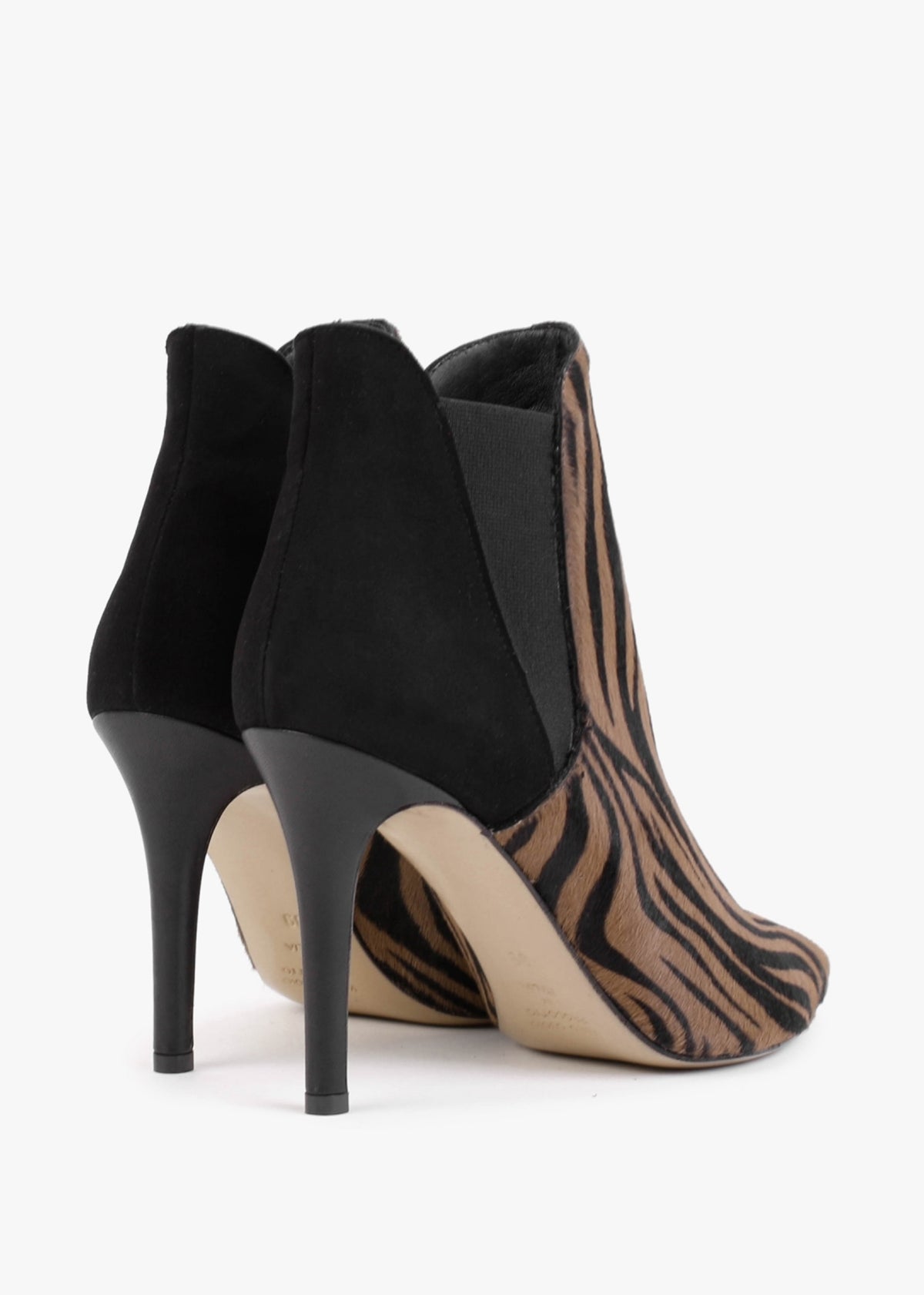 Adril Black & Tan Zebra Print Calf Hair Ankle Boots