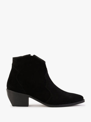 Becks Black Suede Western Ankle Boots