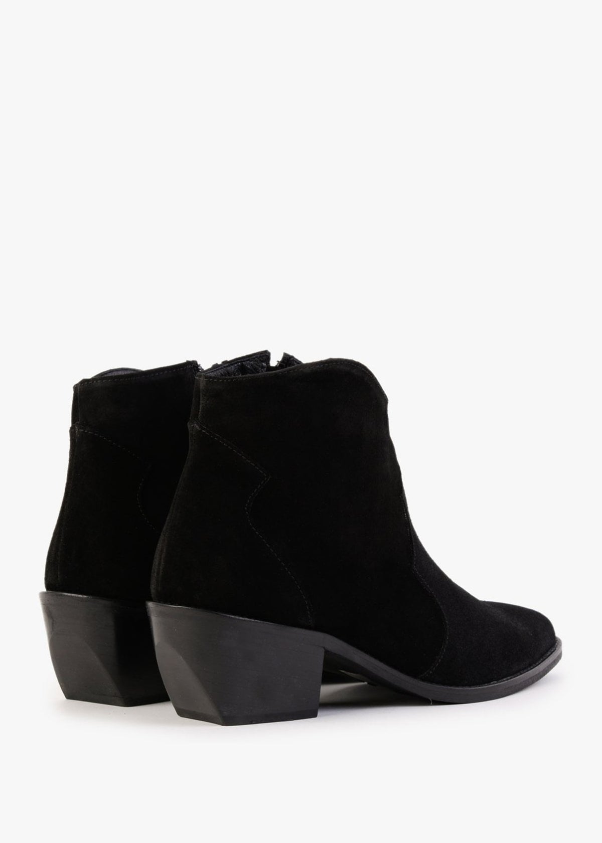 Becks Black Suede Western Ankle Boots