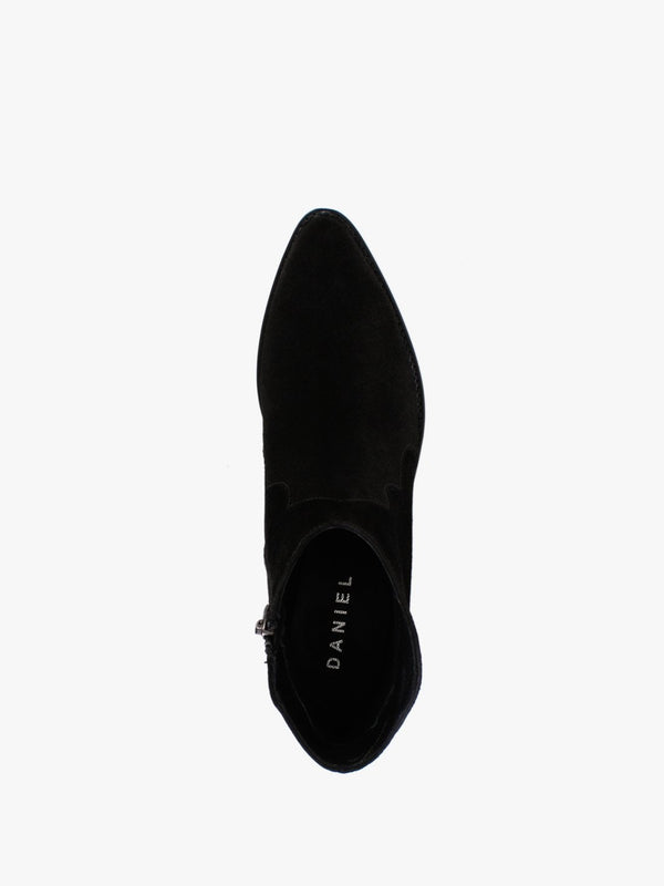 Becks Black Suede Western Ankle Boots