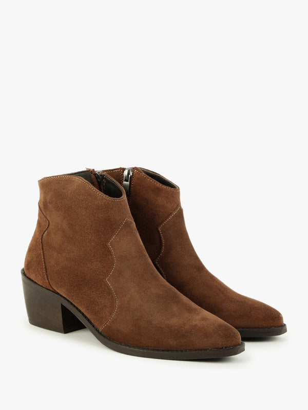 Becks Tan Suede Western Ankle Boots
