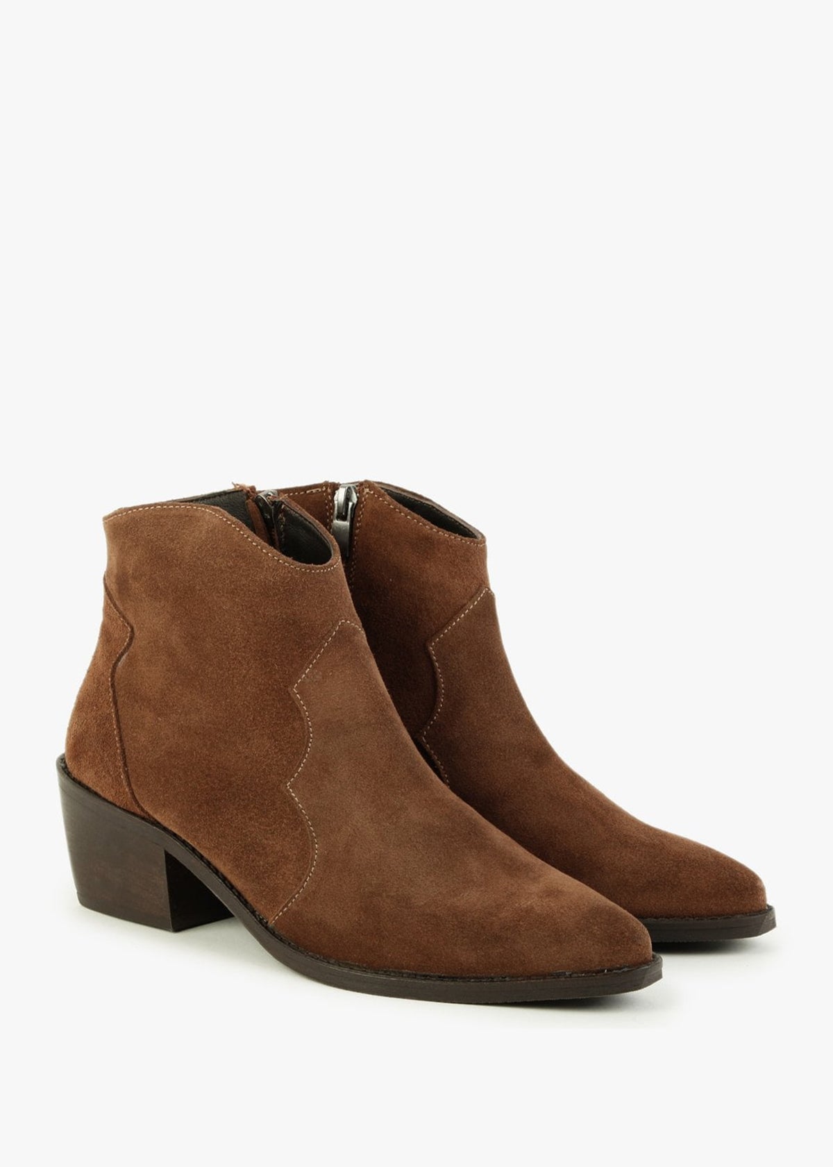 Becks Tan Suede Western Ankle Boots
