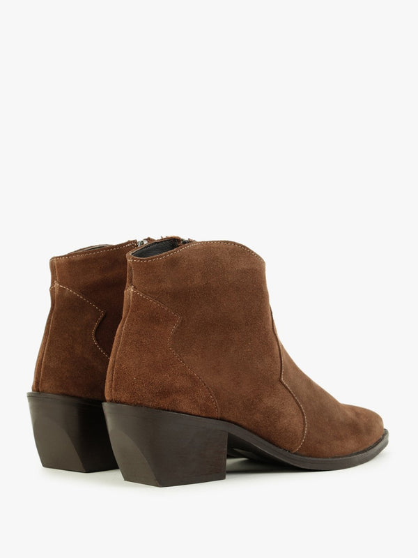 Becks Tan Suede Western Ankle Boots