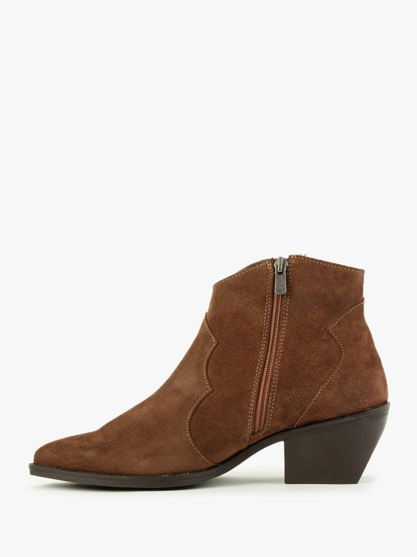 Becks Tan Suede Western Ankle Boots