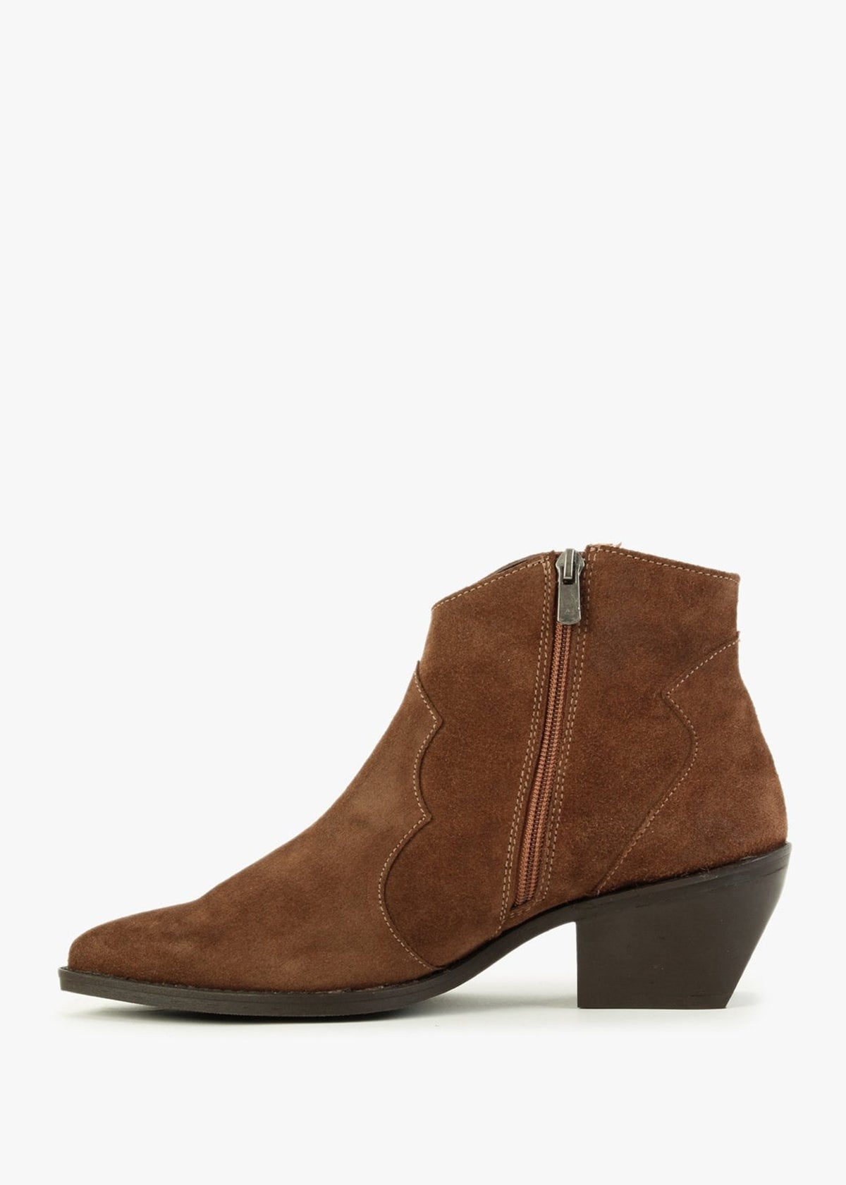 Becks Tan Suede Western Ankle Boots