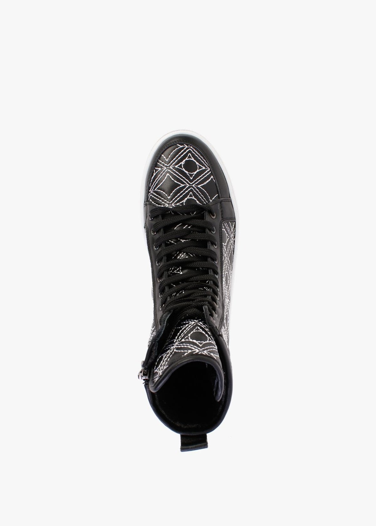 Bimpani Black Leather Quilted High Top Trainers