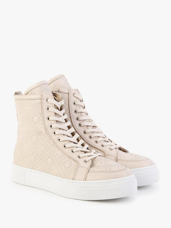 Bimpani Cream Leather Quilted High Top Trainers