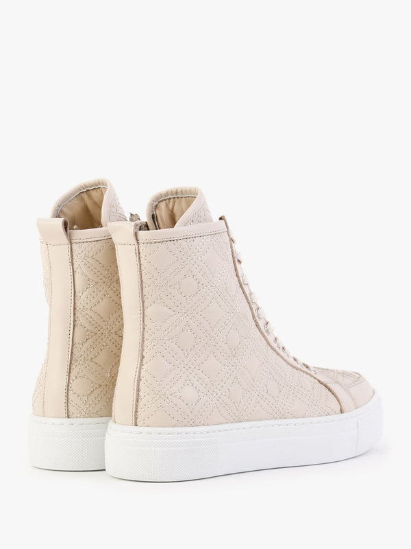 Bimpani Cream Leather Quilted High Top Trainers