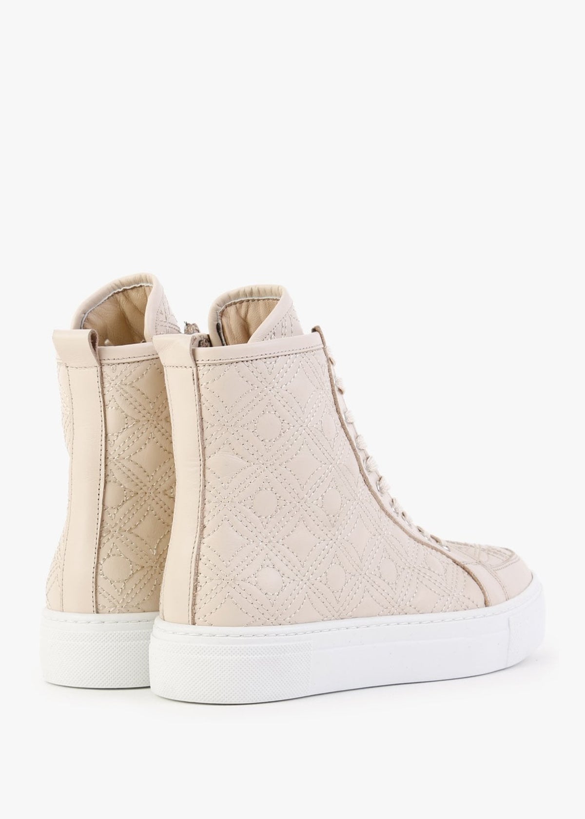 Bimpani Cream Leather Quilted High Top Trainers