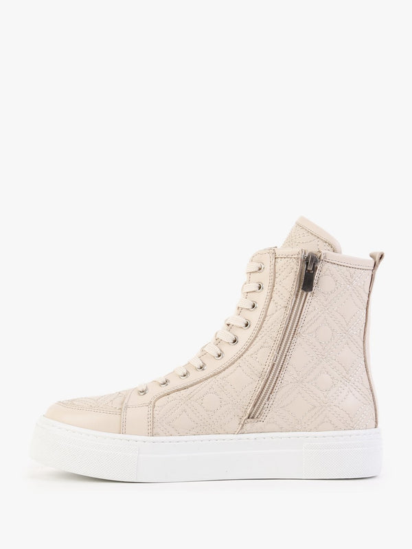 Bimpani Cream Leather Quilted High Top Trainers