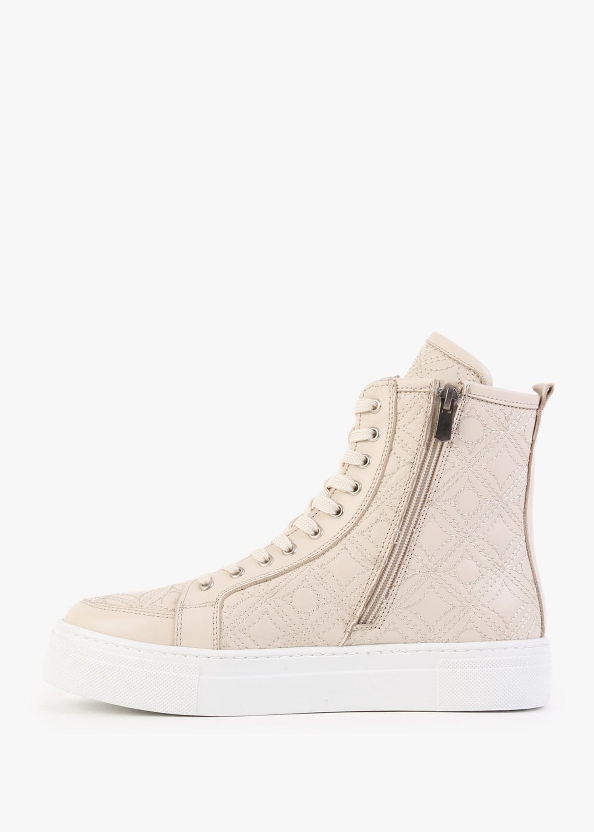 Bimpani Cream Leather Quilted High Top Trainers