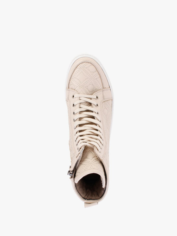 Bimpani Cream Leather Quilted High Top Trainers