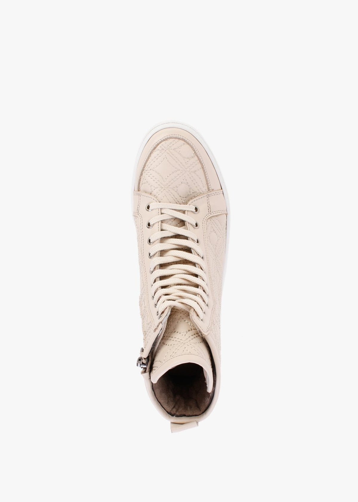 Bimpani Cream Leather Quilted High Top Trainers
