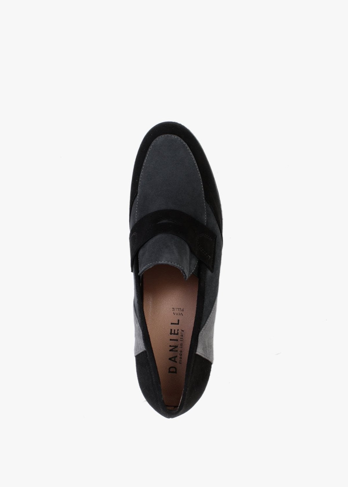 Connie Black & Grey Suede Wedge Loafers