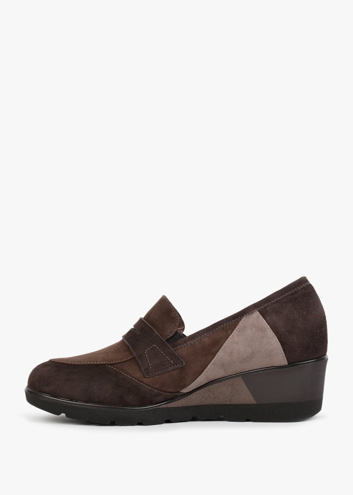 Connie Brown & Taupe Suede Wedge Loafers