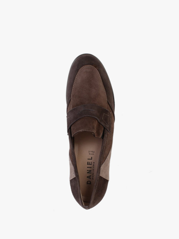 Connie Brown & Taupe Suede Wedge Loafers