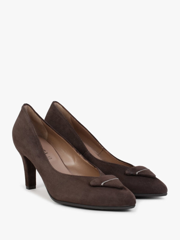 Courtie Brown Suede Mid Heel Court Shoes