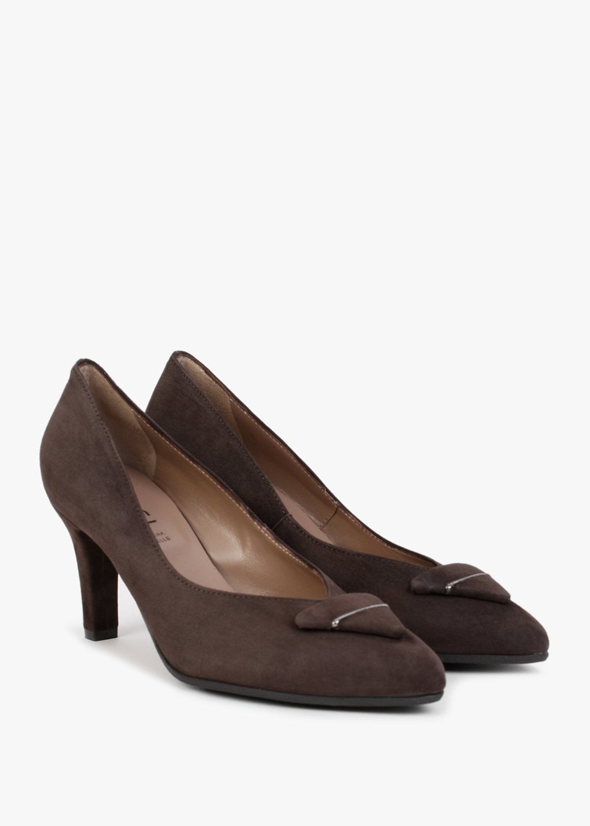 Courtie Brown Suede Mid Heel Court Shoes