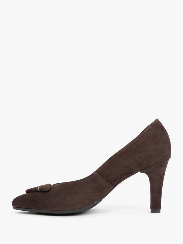Courtie Brown Suede Mid Heel Court Shoes