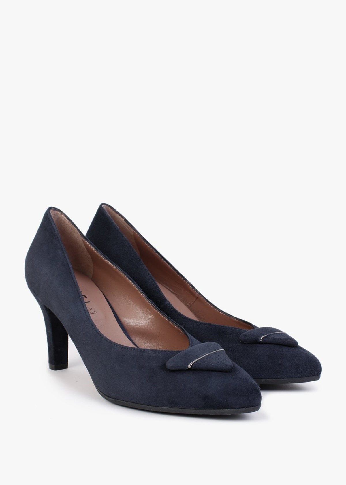Courtie Navy Suede Mid Heel Court Shoes