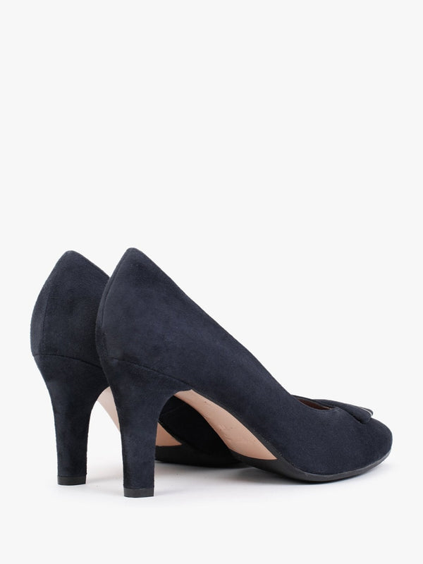 Courtie Navy Suede Mid Heel Court Shoes