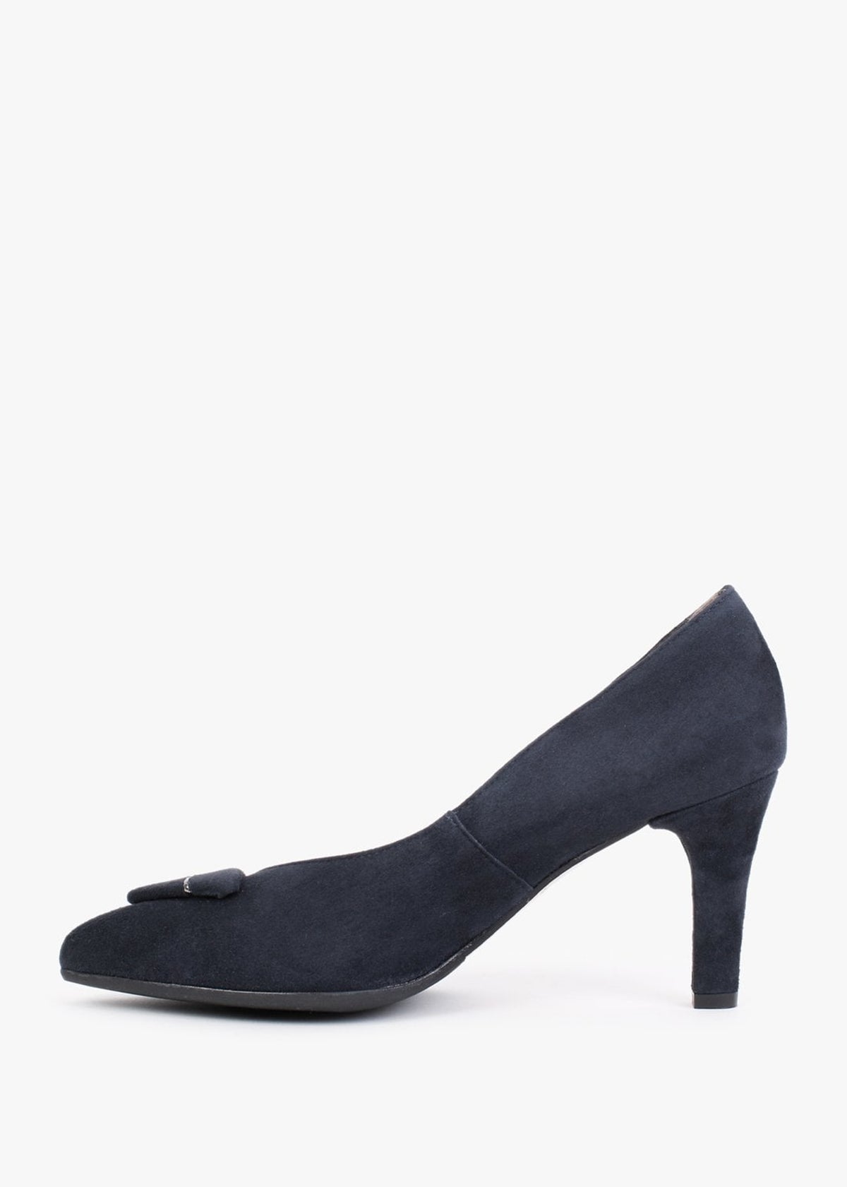Courtie Navy Suede Mid Heel Court Shoes