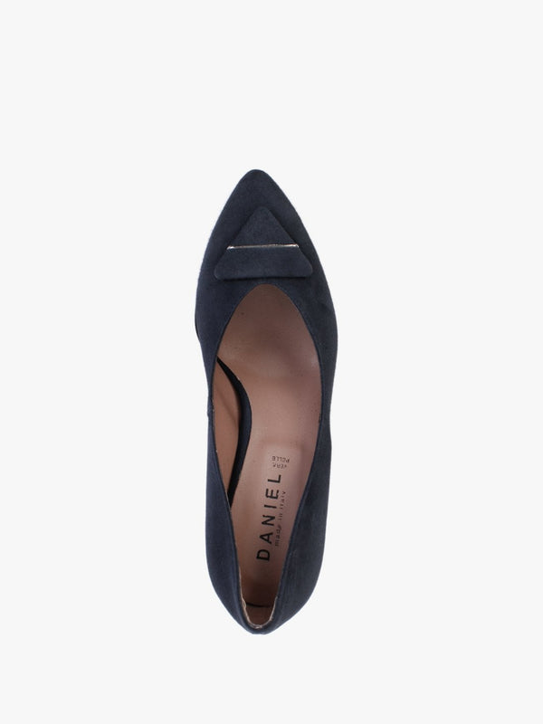 Courtie Navy Suede Mid Heel Court Shoes