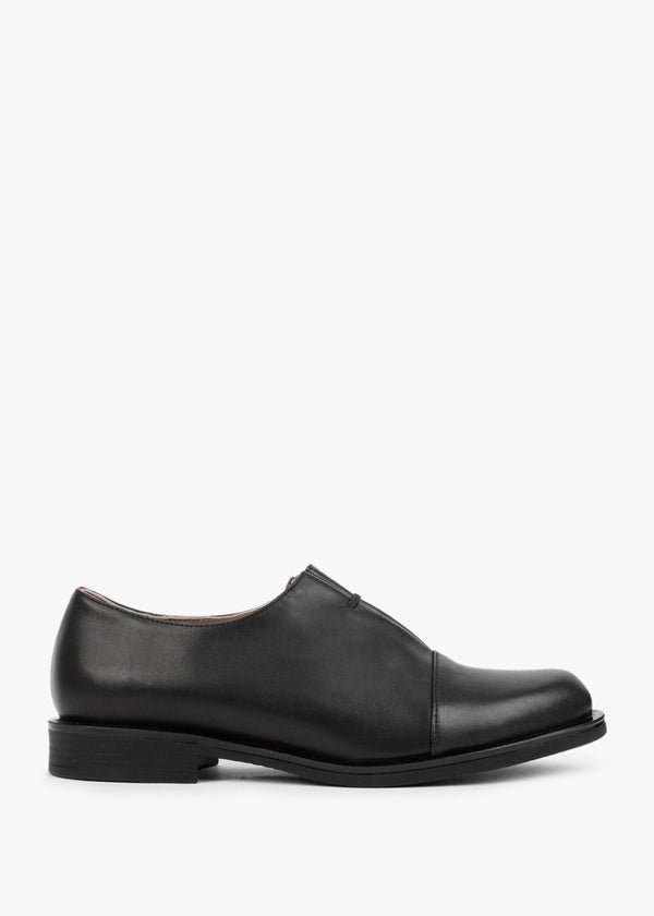 Crystie Black Leather Embellished Oxford Shoes