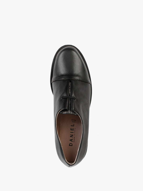 Crystie Black Leather Embellished Oxford Shoes