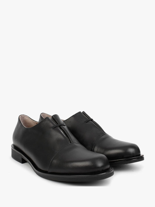 Crystie Black Leather Embellished Oxford Shoes